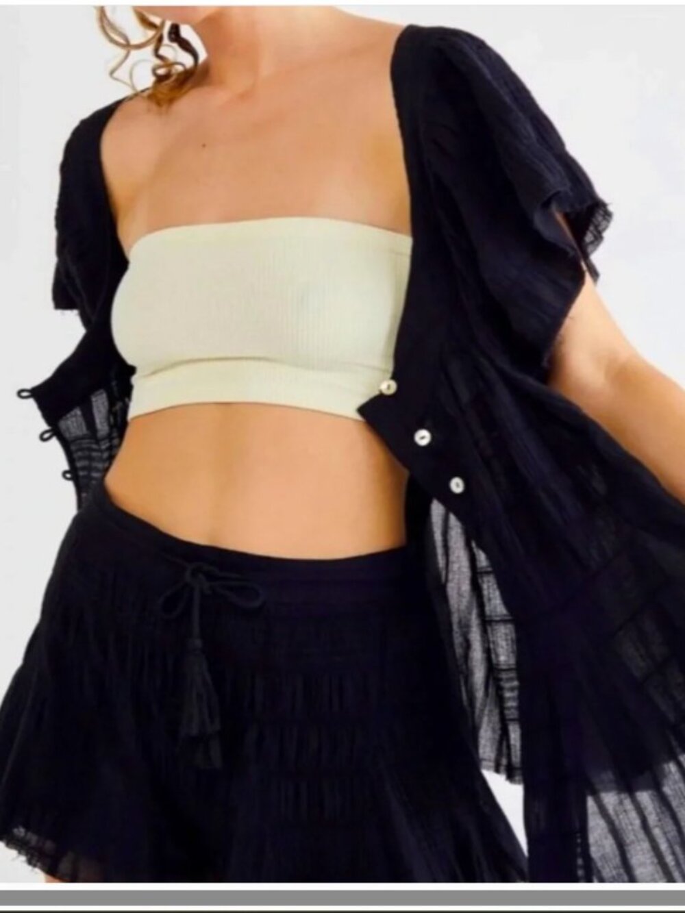 2Piece Free People Jolene Boho Short Set Black - Picture 3 of 3